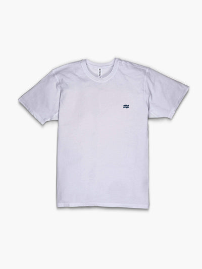 Strike Movement Men’s Timeless Vented T-Shirt with Pattern print in Classic White and Navy Blue shown back view