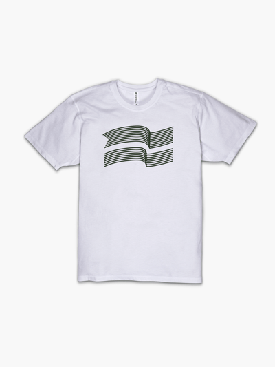 Strike Movement Timeless Vented T-Shirt with Variable Flag print in Classic White and Phantom Black front view